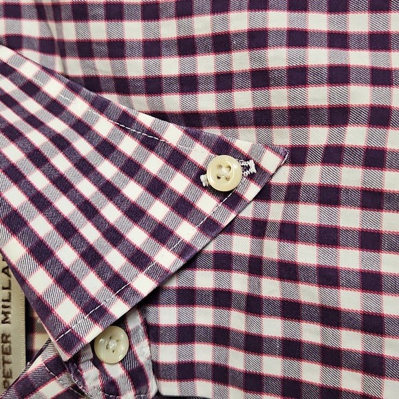 Peter Millar 100% Cotton Mens Long Sleeve Plaid Dress Shirt Size Medium - Picture 3 of 11